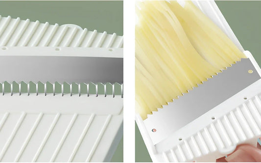 Blue 5-blade stainless steel vegetable and meat slicer grater, 1.2 kg, 30cm long for precise kitchen cuts