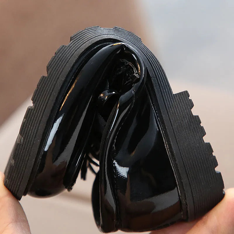 Children's Shoes Girls Boys Sneakers Princess Baby Toddler Dress Shoes with Synthetic Leather Upper Rubber Non-Slip Sole Waterproof Wear-Resistant Low-Top Vintage Style in Black or Brown