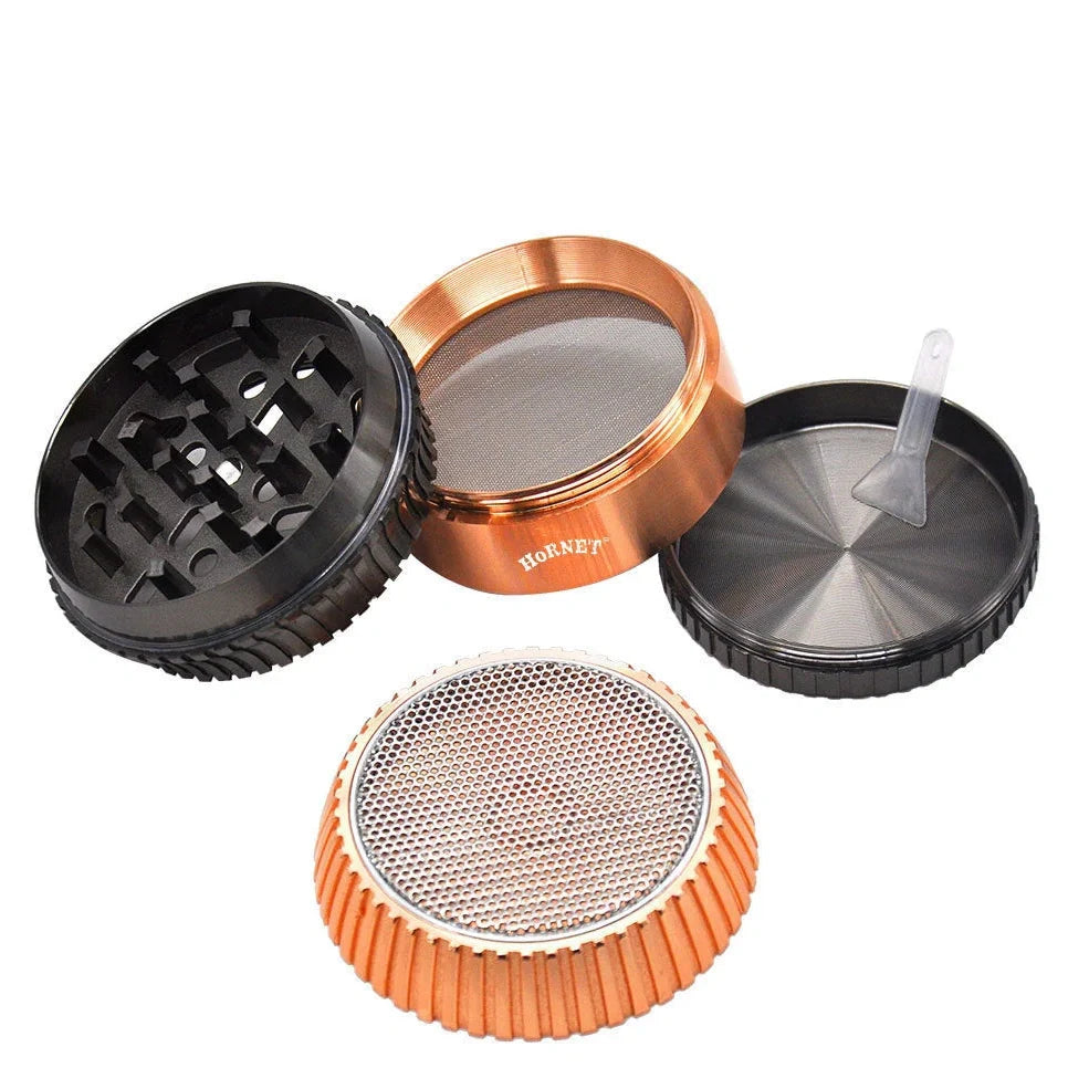 Metal smoke grinder with creative mushroom design in zinc alloy, 65mm diameter, windproof function