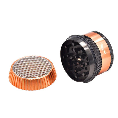 Metal smoke grinder with creative mushroom design in zinc alloy, 65mm diameter, windproof function