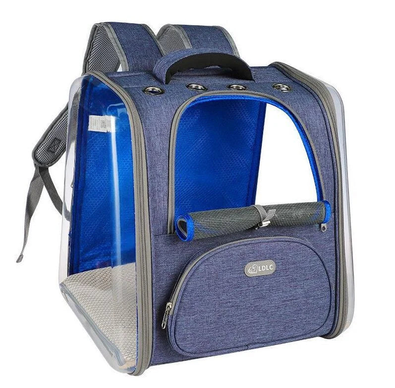 Portable Transparent Space Capsule Cat Bag in various colors, showcasing foldable design and panoramic view