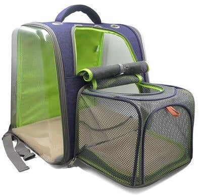 Portable Transparent Space Capsule Cat Bag in various colors, showcasing foldable design and panoramic view