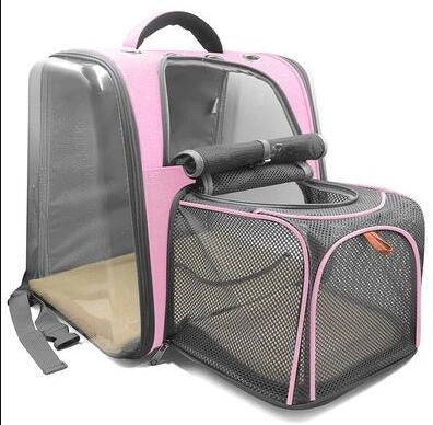 Portable Transparent Space Capsule Cat Bag in various colors, showcasing foldable design and panoramic view