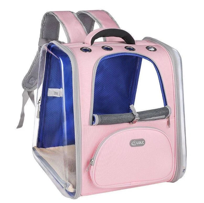 Portable Transparent Space Capsule Cat Bag in various colors, showcasing foldable design and panoramic view