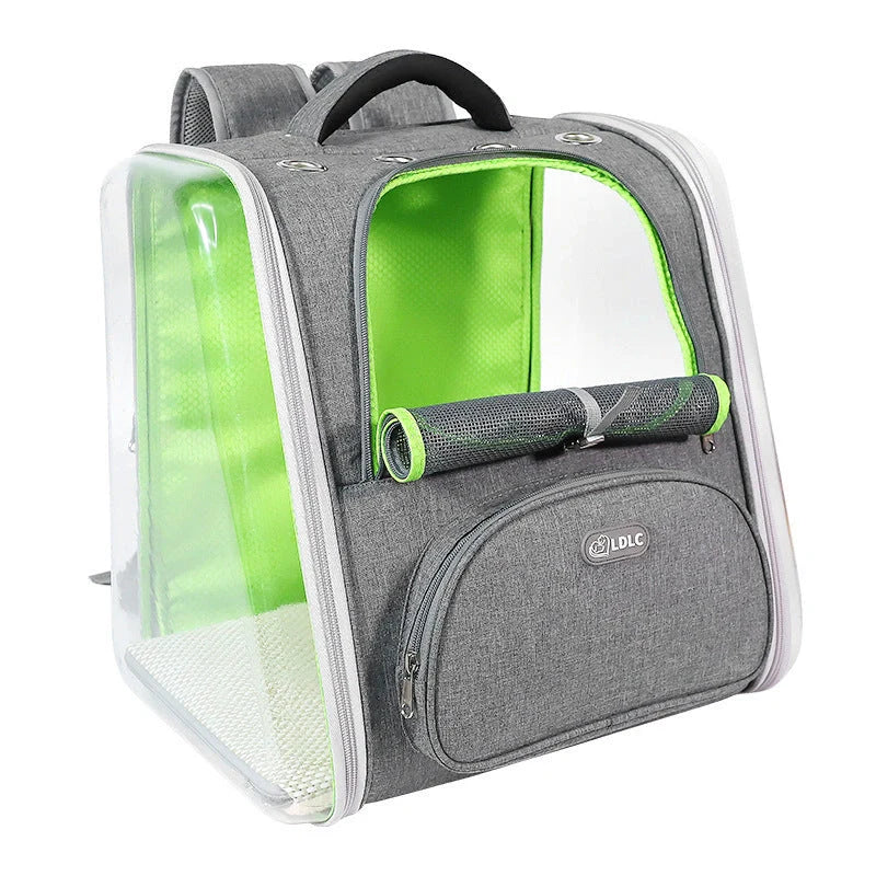 Portable Transparent Space Capsule Cat Bag in various colors, showcasing foldable design and panoramic view