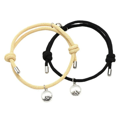Alloy Eachother Couple Bracelet with magnetic buckle and adjustable design