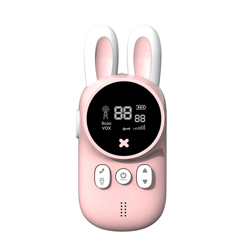 Kids' bunny design walkie talkies with bright colors, safe for children