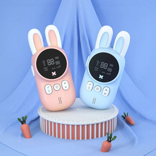 Kids' bunny design walkie talkies with bright colors, safe for children