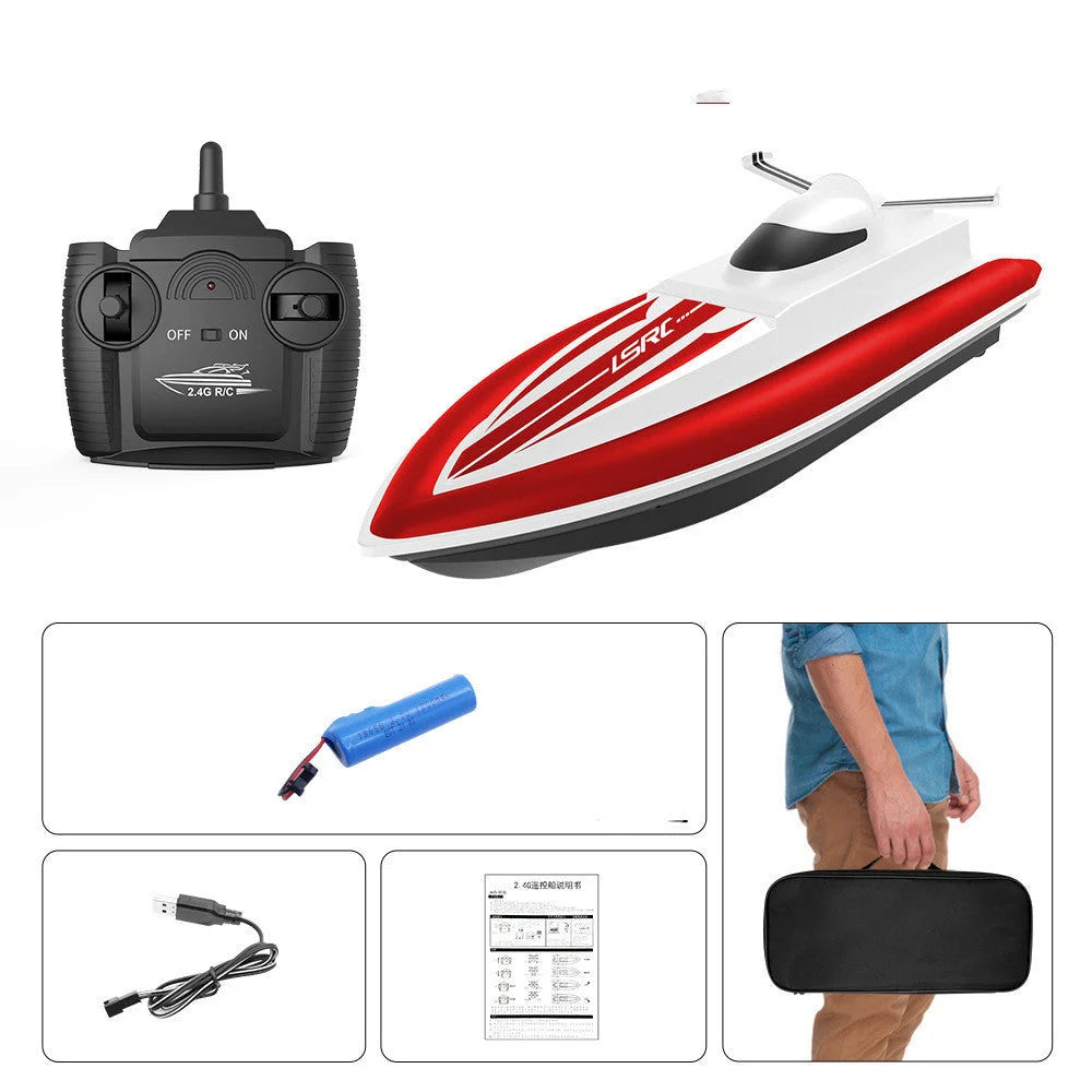 High-speed waterproof RC racing boat with dual motor and remote control