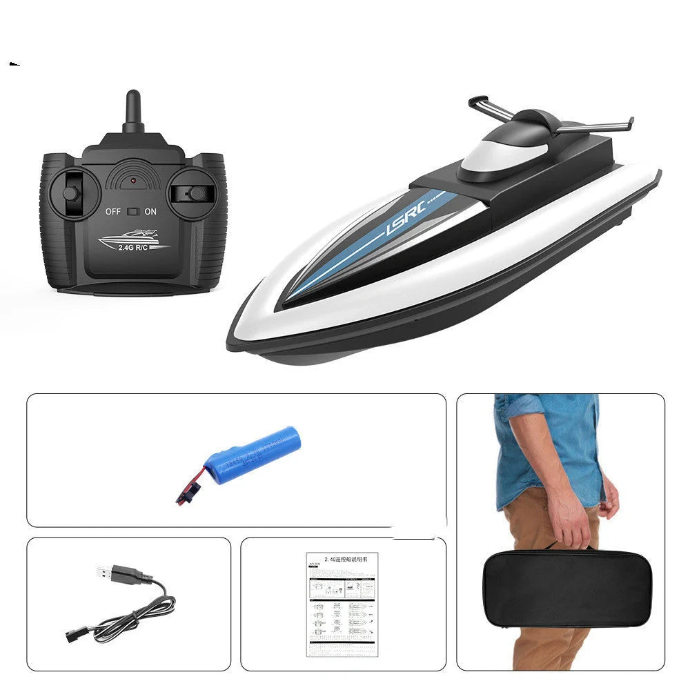 High-speed waterproof RC racing boat with dual motor and remote control