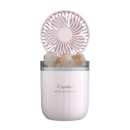 Ultrasonic aroma diffuser with adjustable fan, warm lights, and essential oil diffusion capabilities
