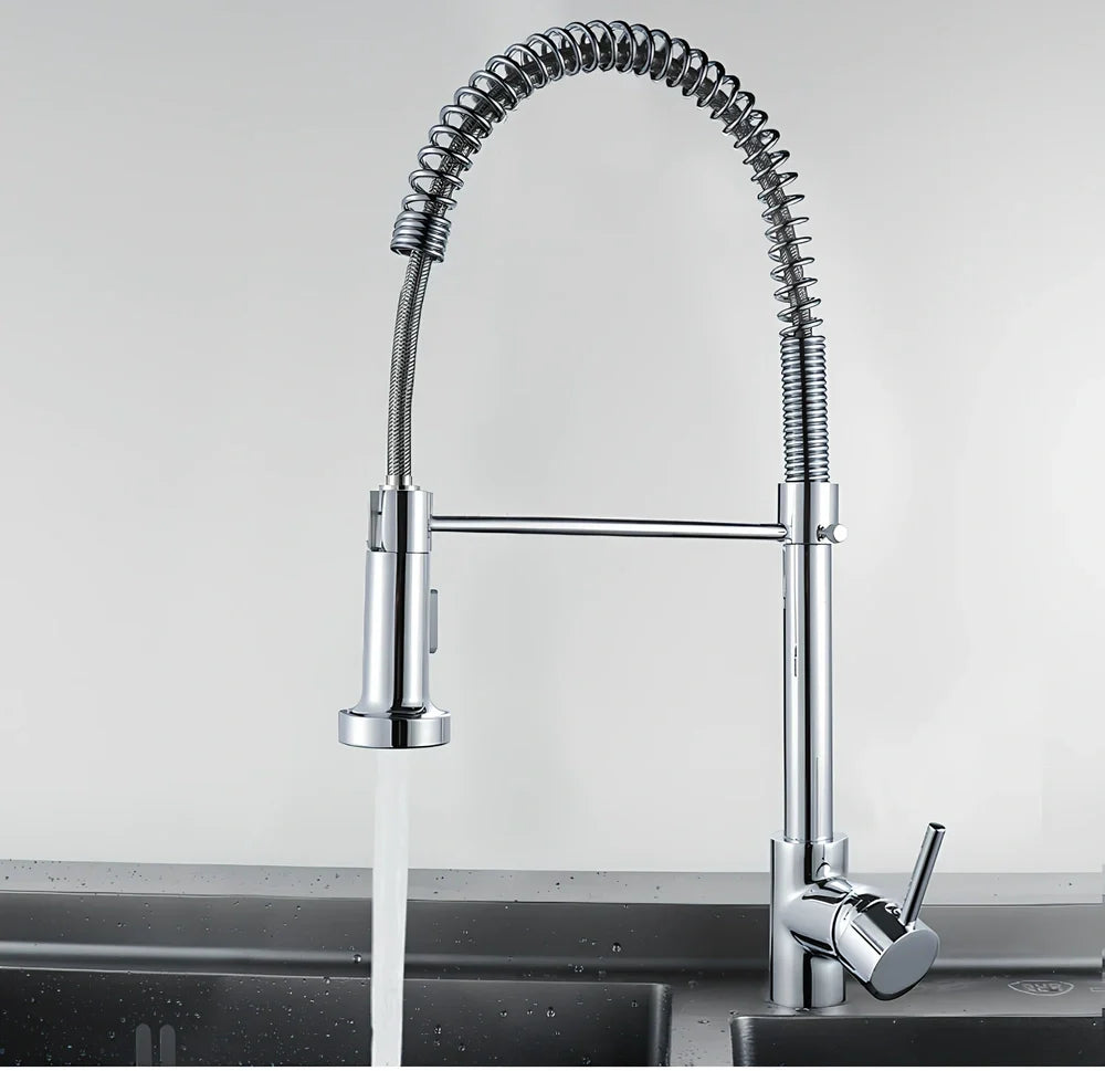 Matte black kitchen faucet with copper construction and 35mm valve seat