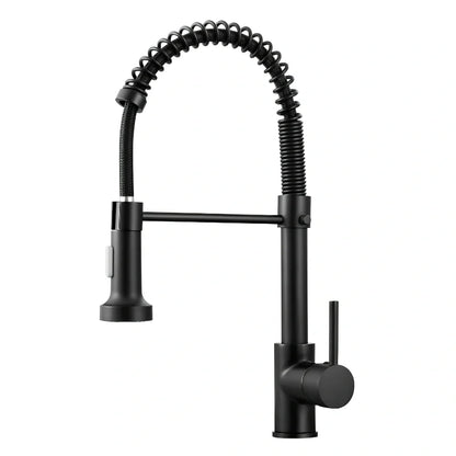 Matte black kitchen faucet with copper construction and 35mm valve seat