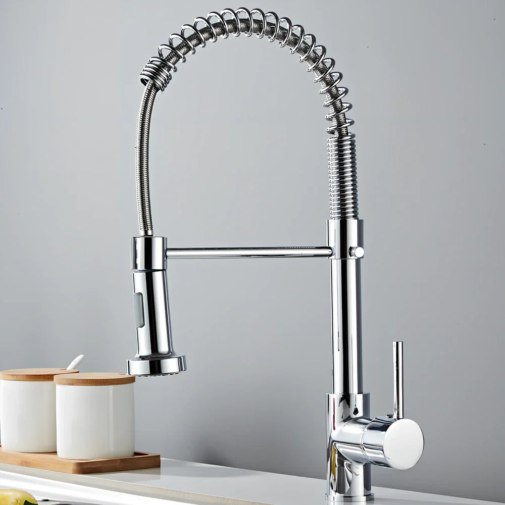 Matte black kitchen faucet with copper construction and 35mm valve seat