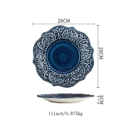 Baroque ceramic bowl with raised petal pattern, porcelain construction, round shape measuring 15-20cm diameter
