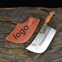 Hand-forged kitchen knife with 7cr17mov steel blade and retro acid wood handle
