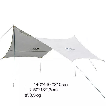 MU Gaodi Canopy Tent in olive green, ivory, or sky blue, offering rainproof and sun protection for outdoor camping