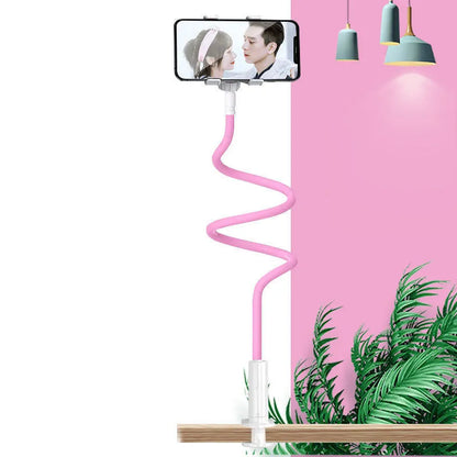 Universal mobile phone and tablet holder with flexible memory alloy hose in blue colour
