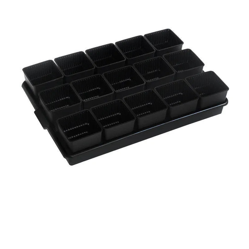 Meishi black and white resin flower pot set with tray and basins for succulents.