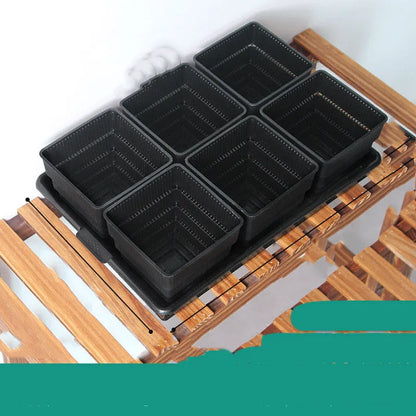 Meishi black and white resin flower pot set with tray and basins for succulents.
