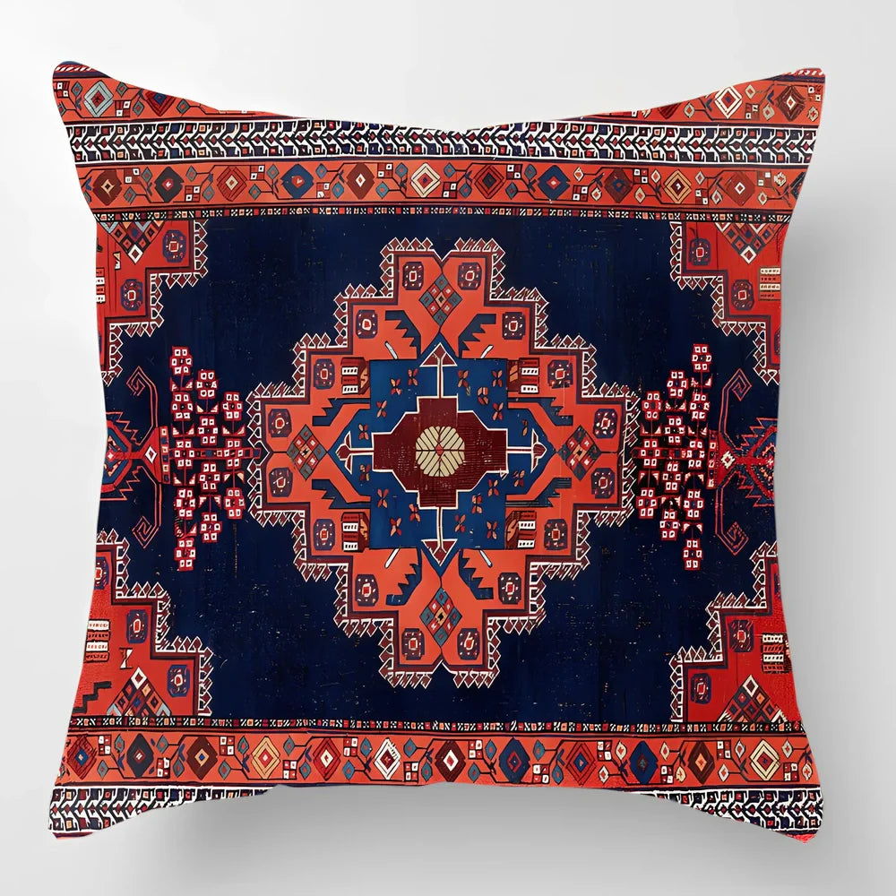Customised Persian Turkish lumbar pillow with car pattern on linen fabric, 45x45cm size