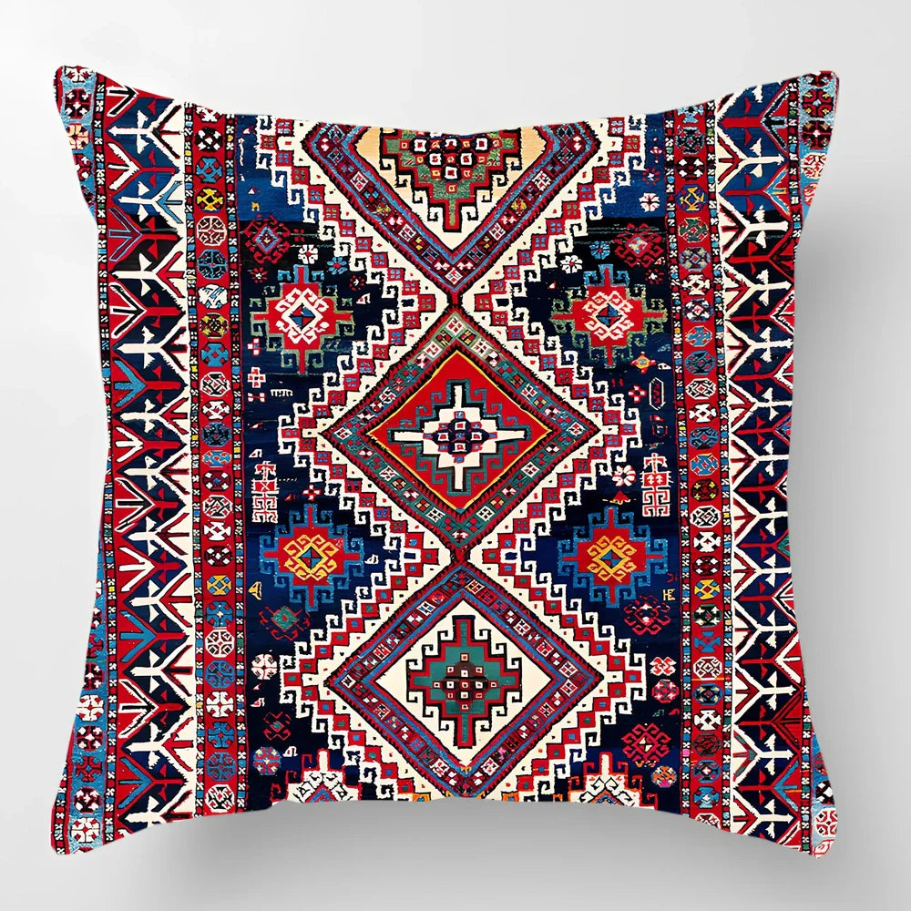 Customised Persian Turkish lumbar pillow with car pattern on linen fabric, 45x45cm size