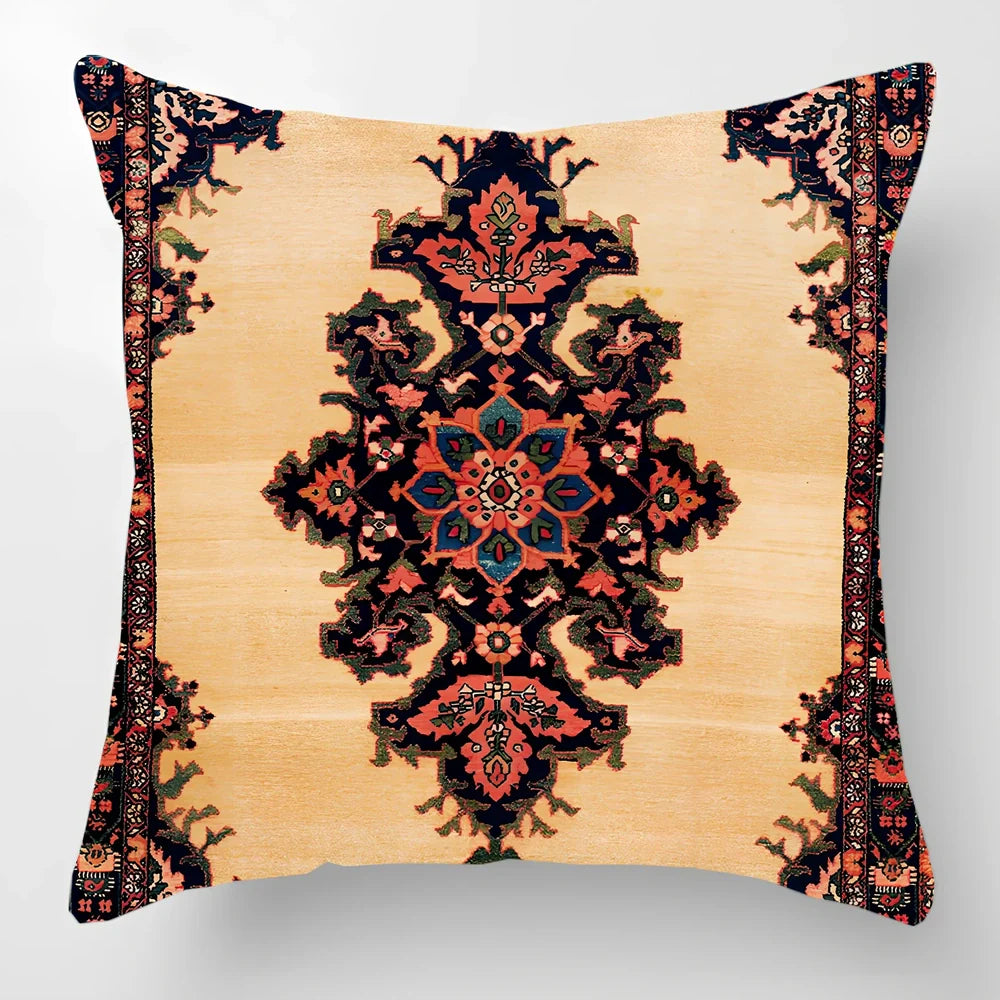 Customised Persian Turkish lumbar pillow with car pattern on linen fabric, 45x45cm size