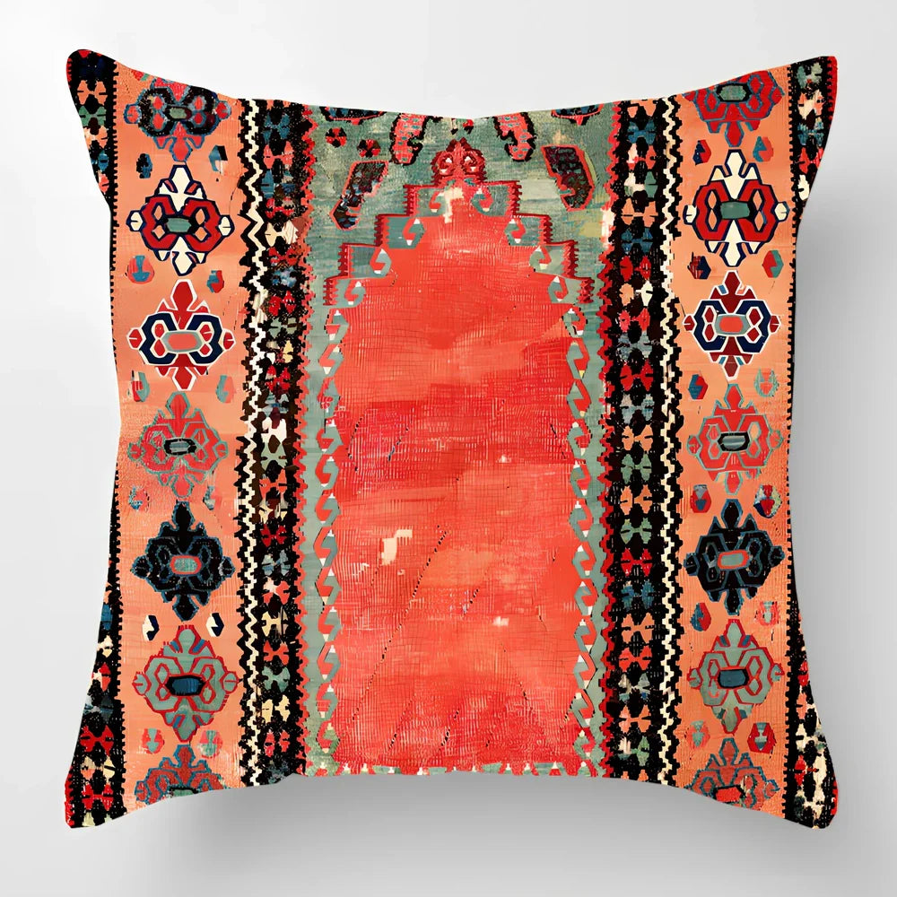 Customised Persian Turkish lumbar pillow with car pattern on linen fabric, 45x45cm size