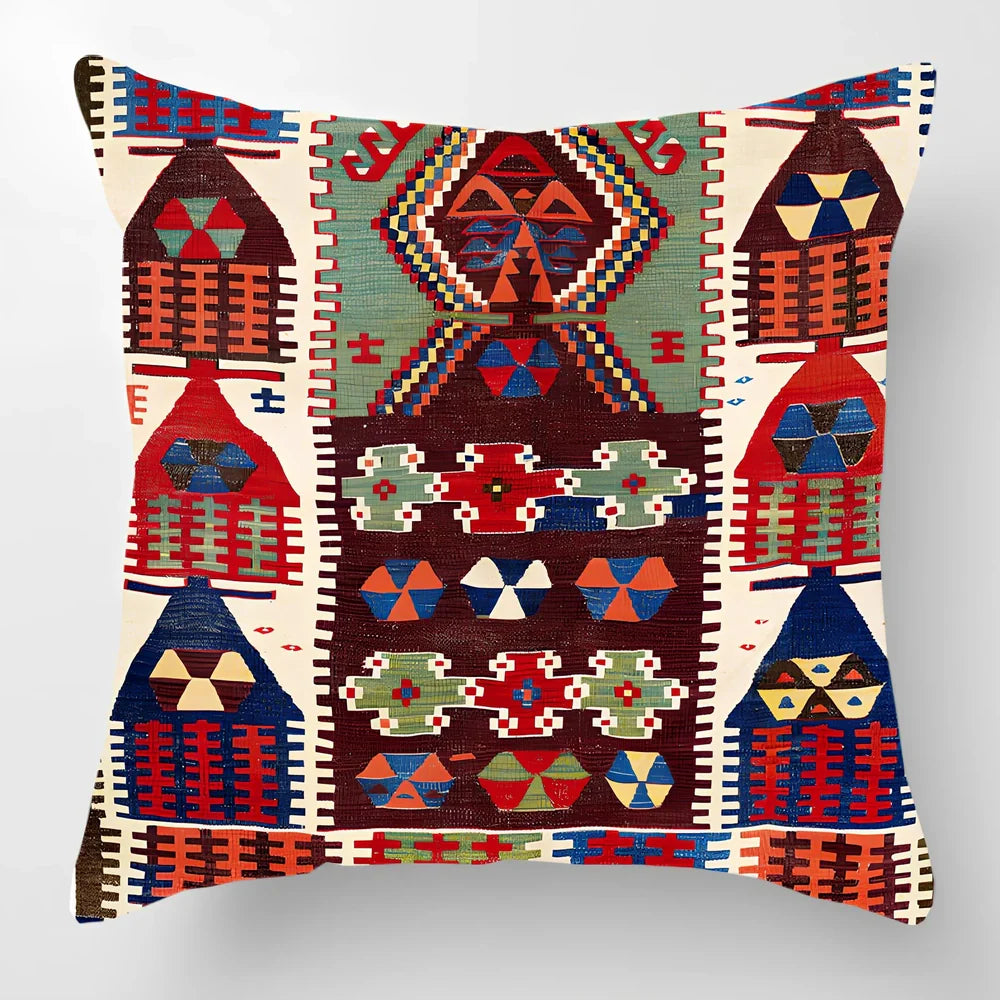 Customised Persian Turkish lumbar pillow with car pattern on linen fabric, 45x45cm size