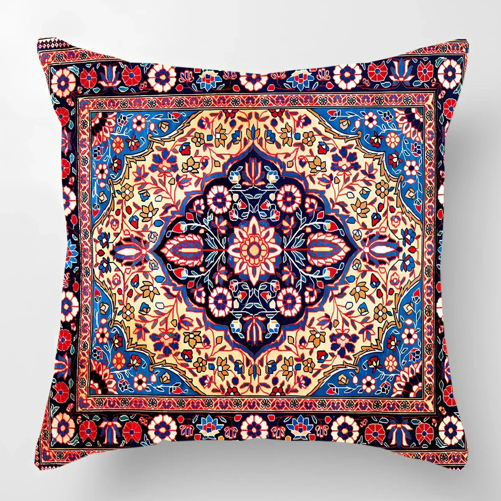 Customised Persian Turkish lumbar pillow with car pattern on linen fabric, 45x45cm size