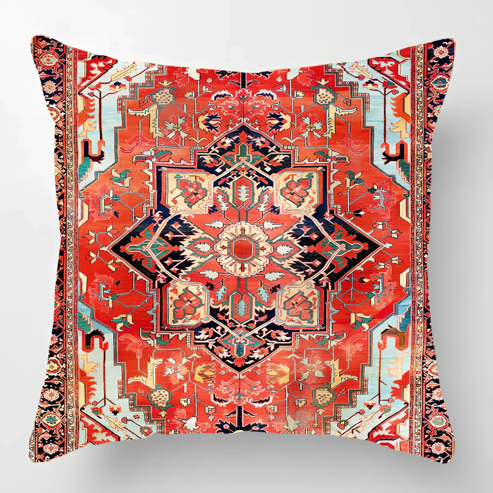 Customised Persian Turkish lumbar pillow with car pattern on linen fabric, 45x45cm size