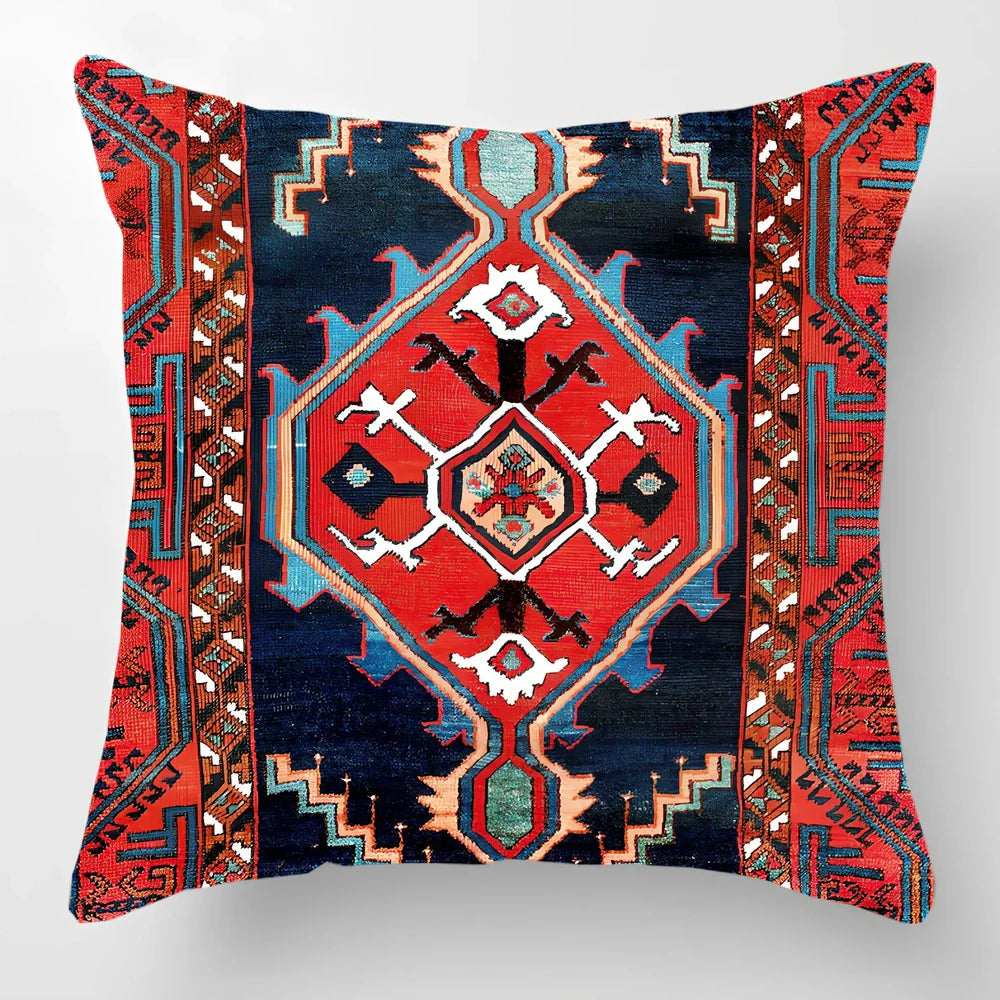 Customised Persian Turkish lumbar pillow with car pattern on linen fabric, 45x45cm size