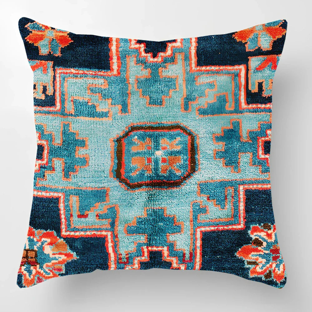 Customised Persian Turkish lumbar pillow with car pattern on linen fabric, 45x45cm size