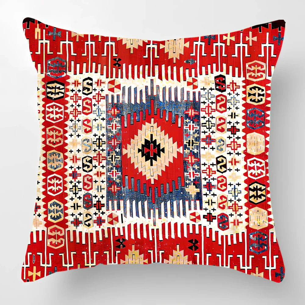 Customised Persian Turkish lumbar pillow with car pattern on linen fabric, 45x45cm size
