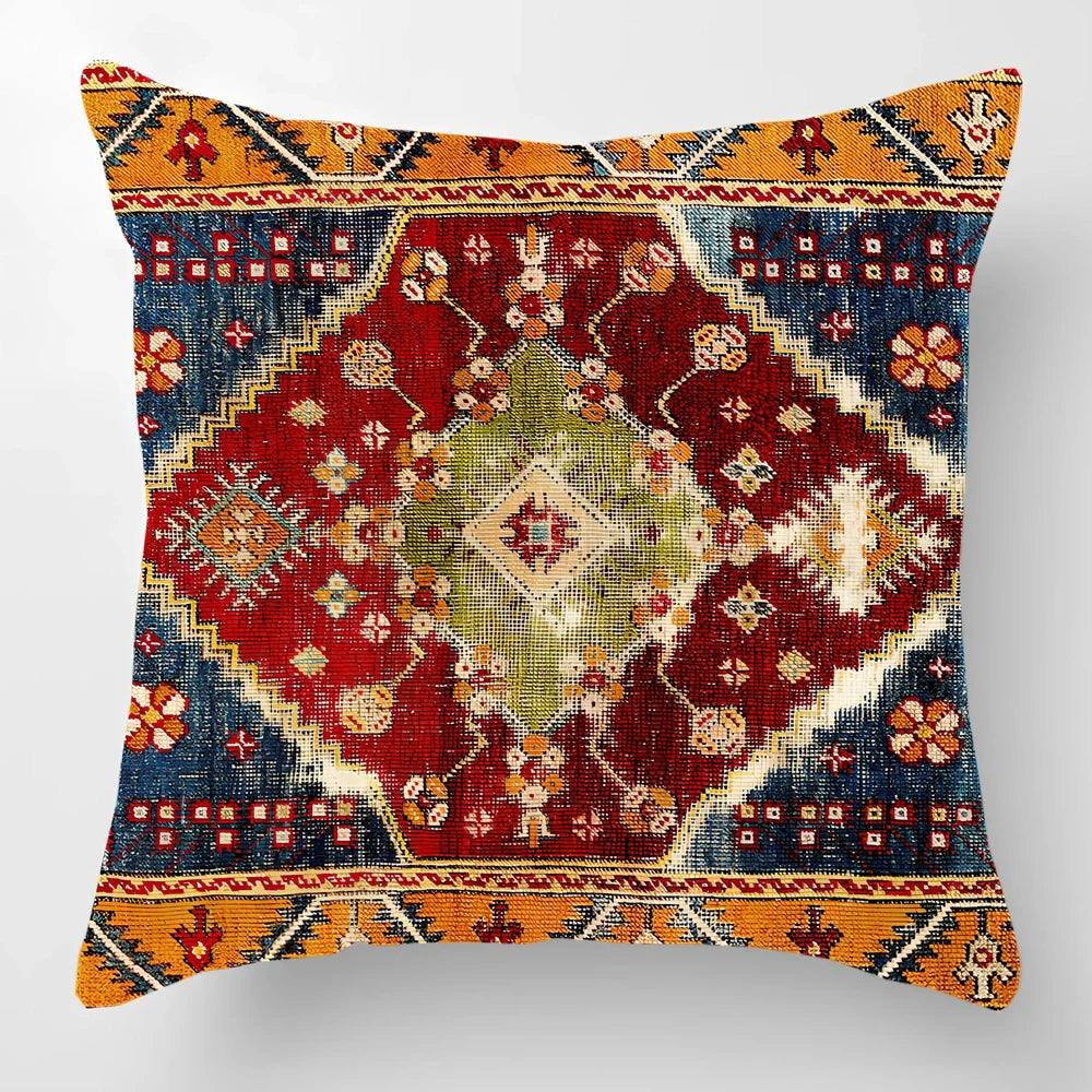 Customised Persian Turkish lumbar pillow with car pattern on linen fabric, 45x45cm size