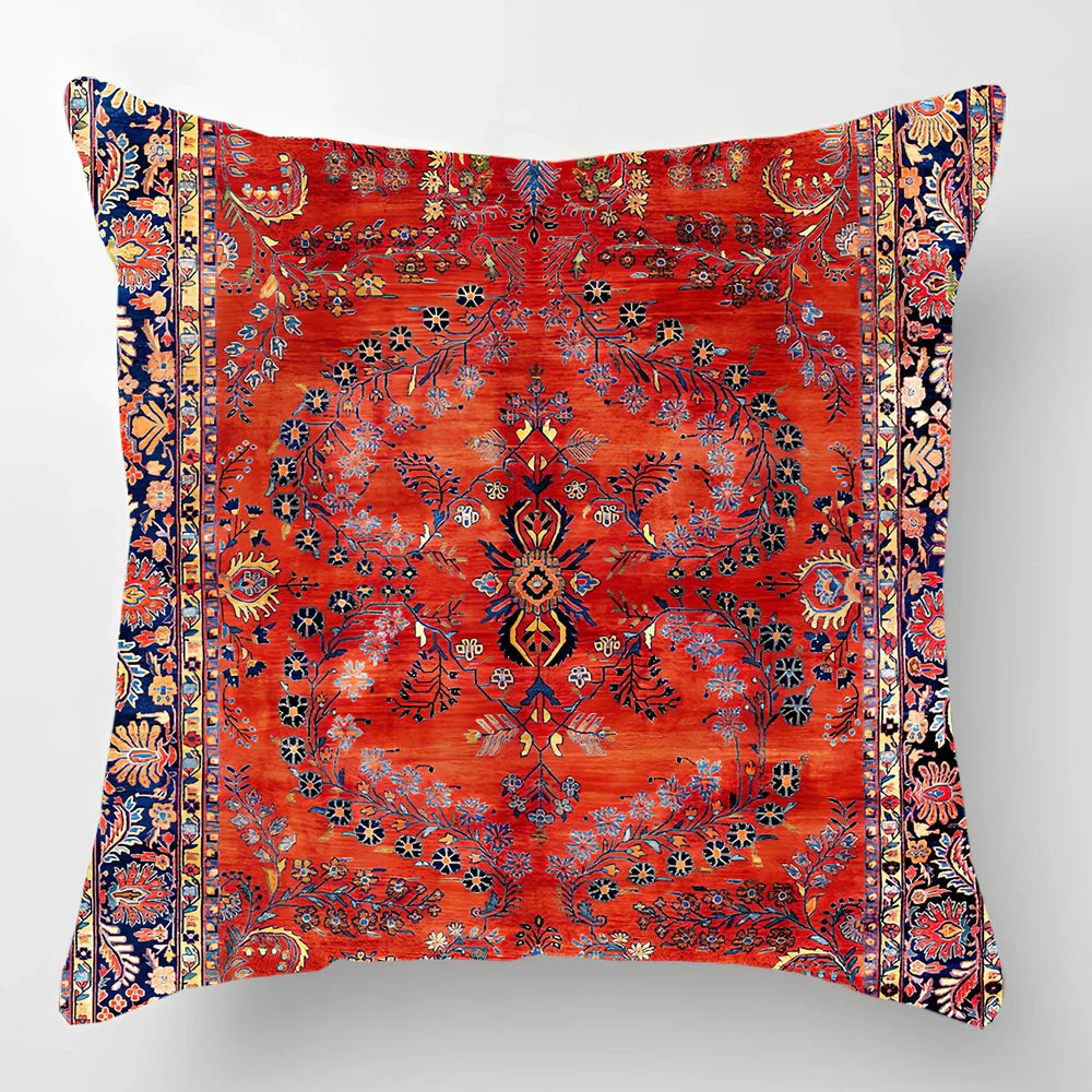 Customised Persian Turkish lumbar pillow with car pattern on linen fabric, 45x45cm size
