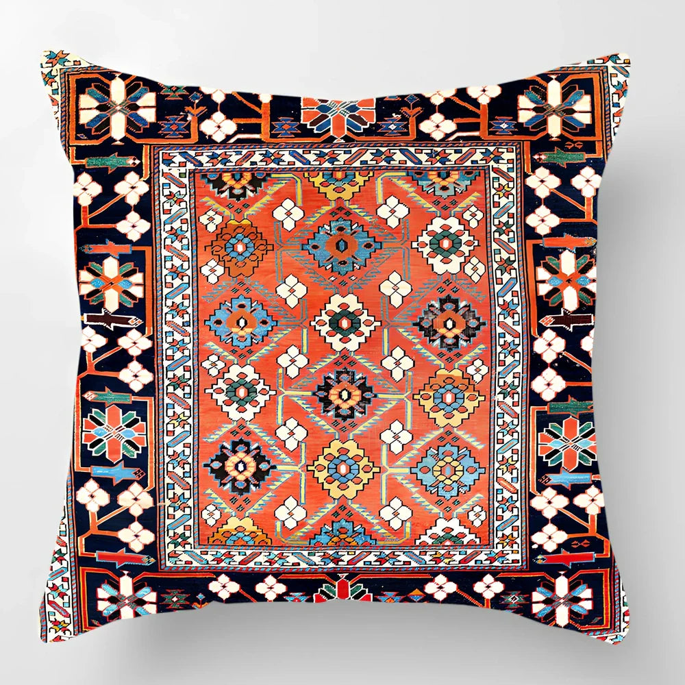 Customised Persian Turkish lumbar pillow with car pattern on linen fabric, 45x45cm size