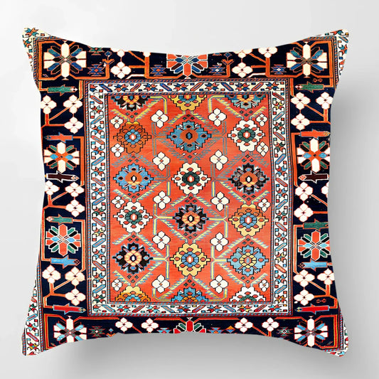 Customised Persian Turkish lumbar pillow with car pattern on linen fabric, 45x45cm size