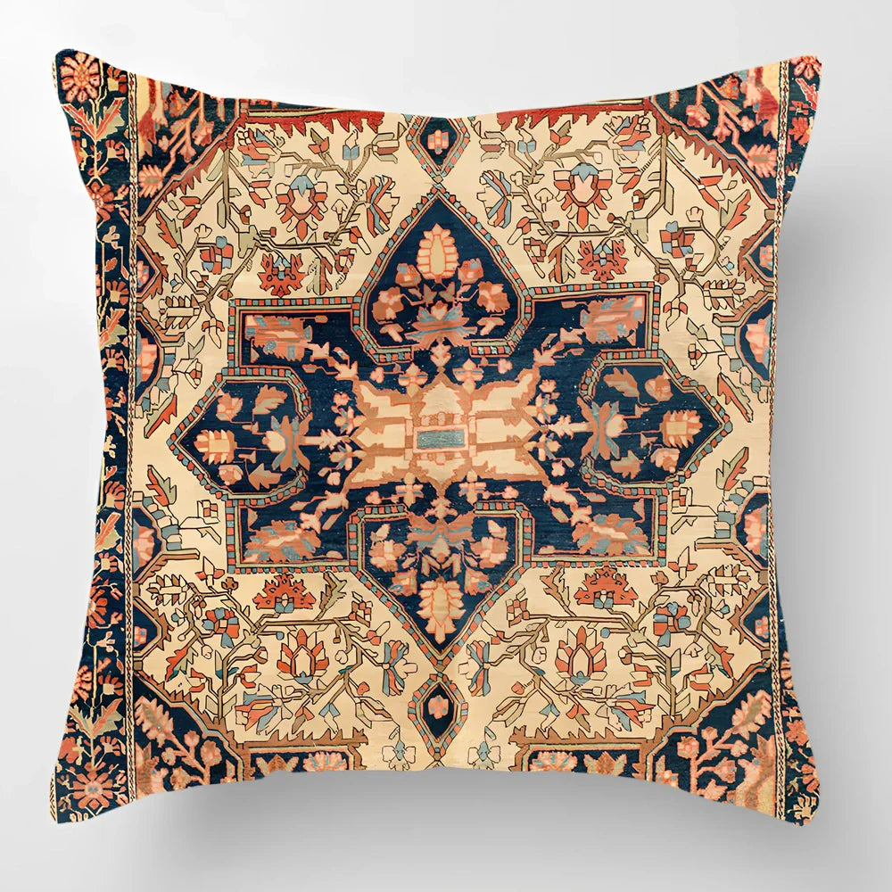 Customised Persian Turkish lumbar pillow with car pattern on linen fabric, 45x45cm size