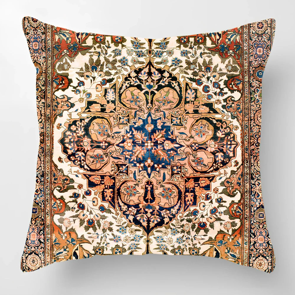 Customised Persian Turkish lumbar pillow with car pattern on linen fabric, 45x45cm size