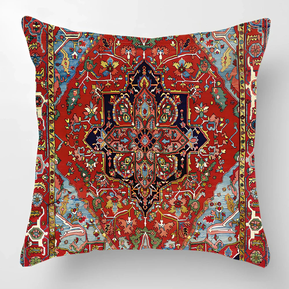 Customised Persian Turkish lumbar pillow with car pattern on linen fabric, 45x45cm size