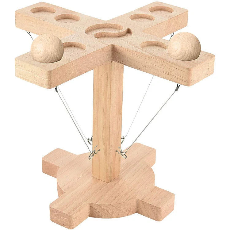 DIY Loop Throwing Game Kit with wooden hooks and iron support rod