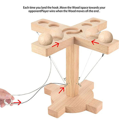 DIY Loop Throwing Game Kit with wooden hooks and iron support rod