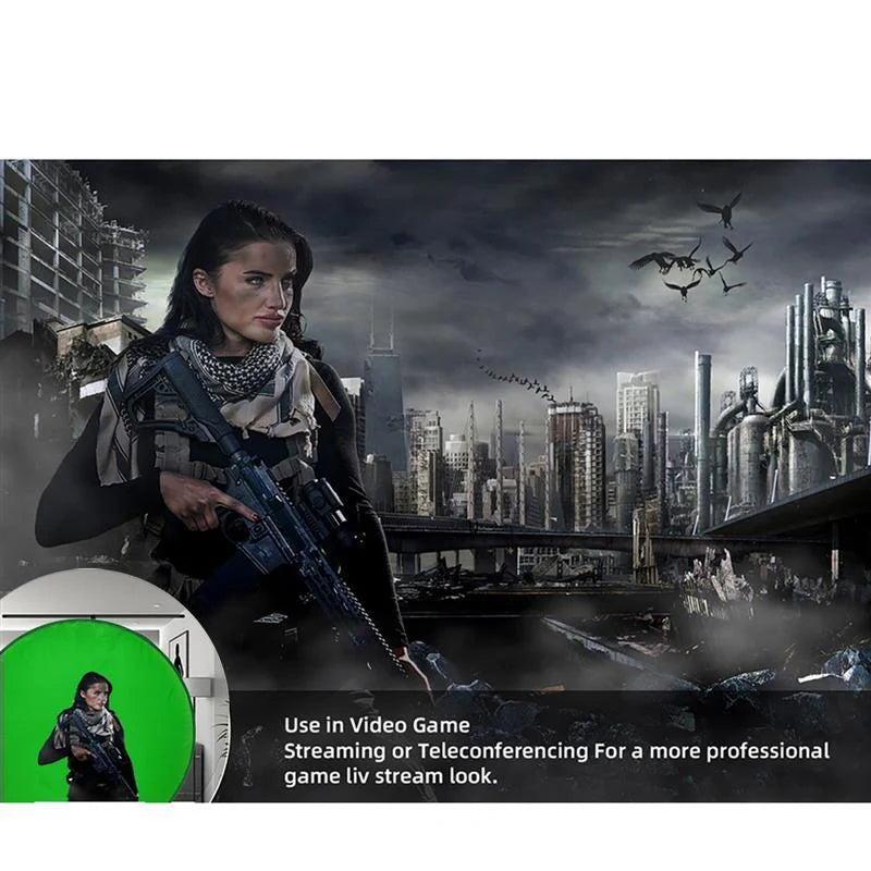 Professional green screen background board for photography, foldable design with steel spring frame