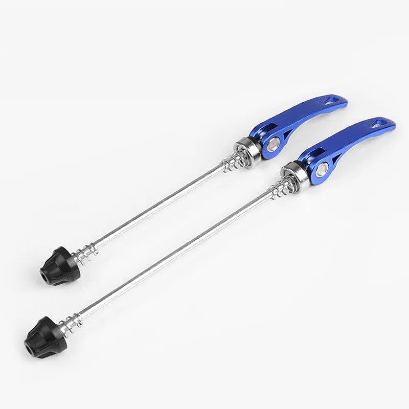 Bicycle quick release lever in multiple colours with galvanised iron rod and aluminium alloy handle.