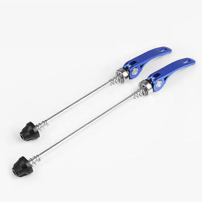 Bicycle quick release lever in multiple colours with galvanised iron rod and aluminium alloy handle.