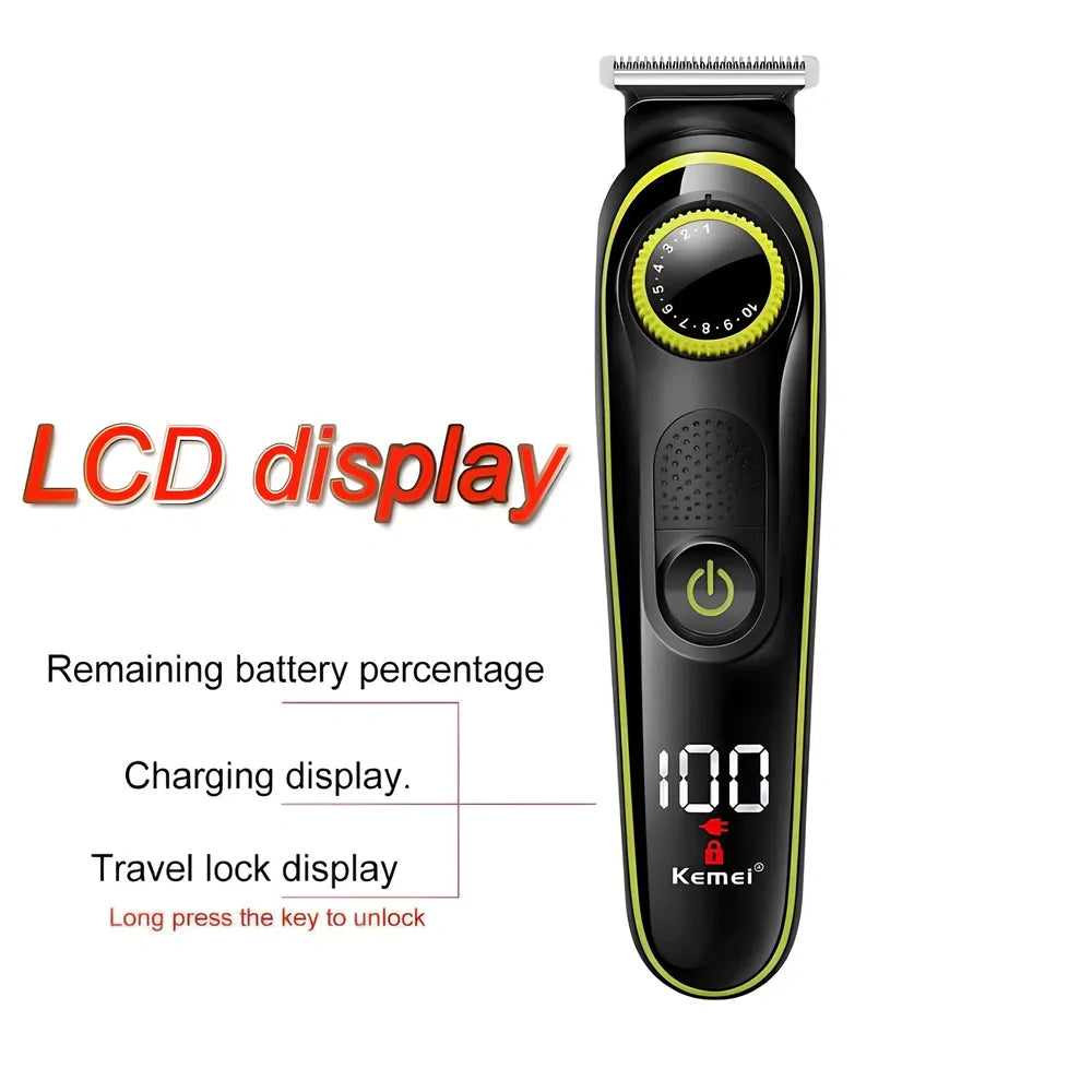 Kemei electric hair clipper with dual power supply and 5W motor for home grooming