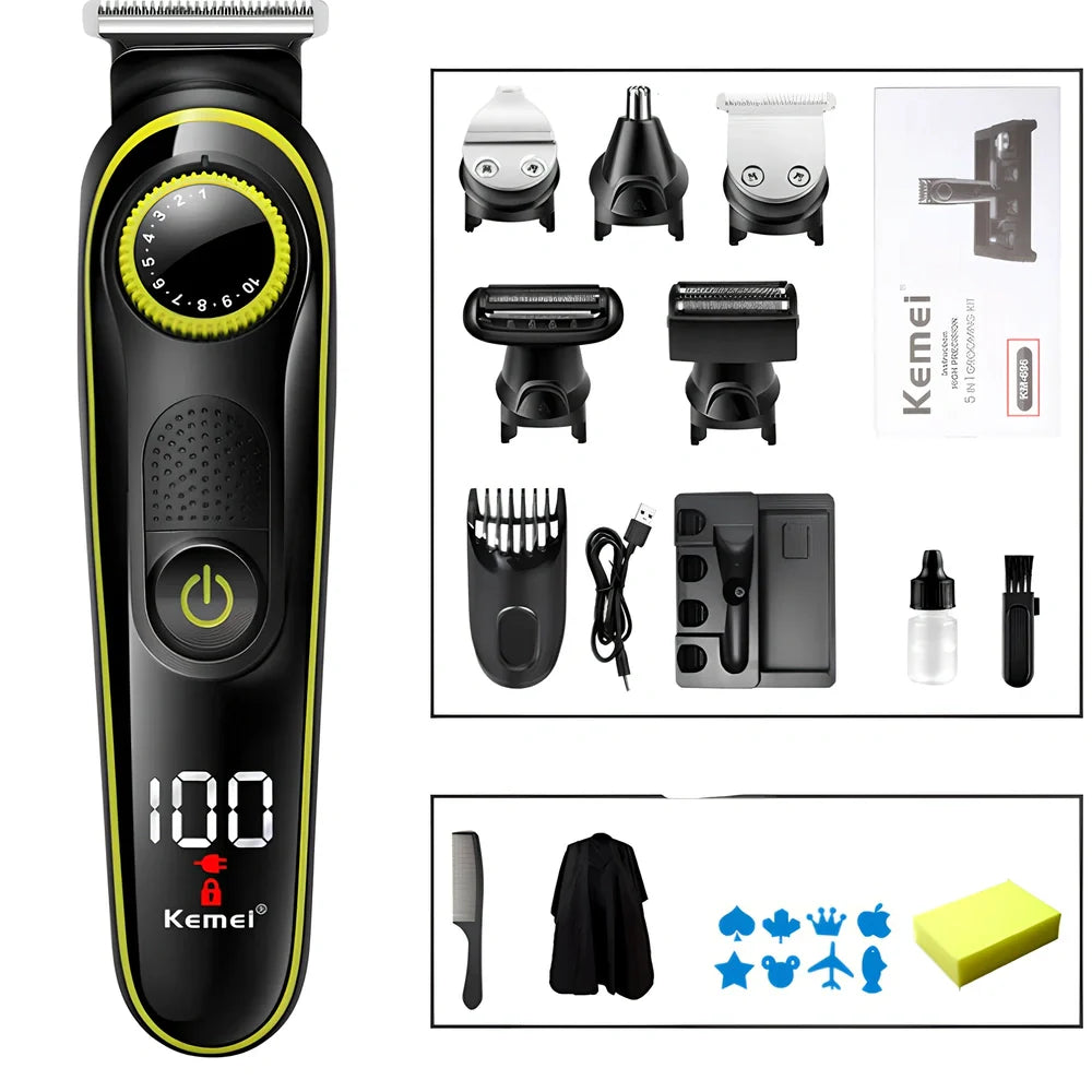 Kemei electric hair clipper with dual power supply and 5W motor for home grooming