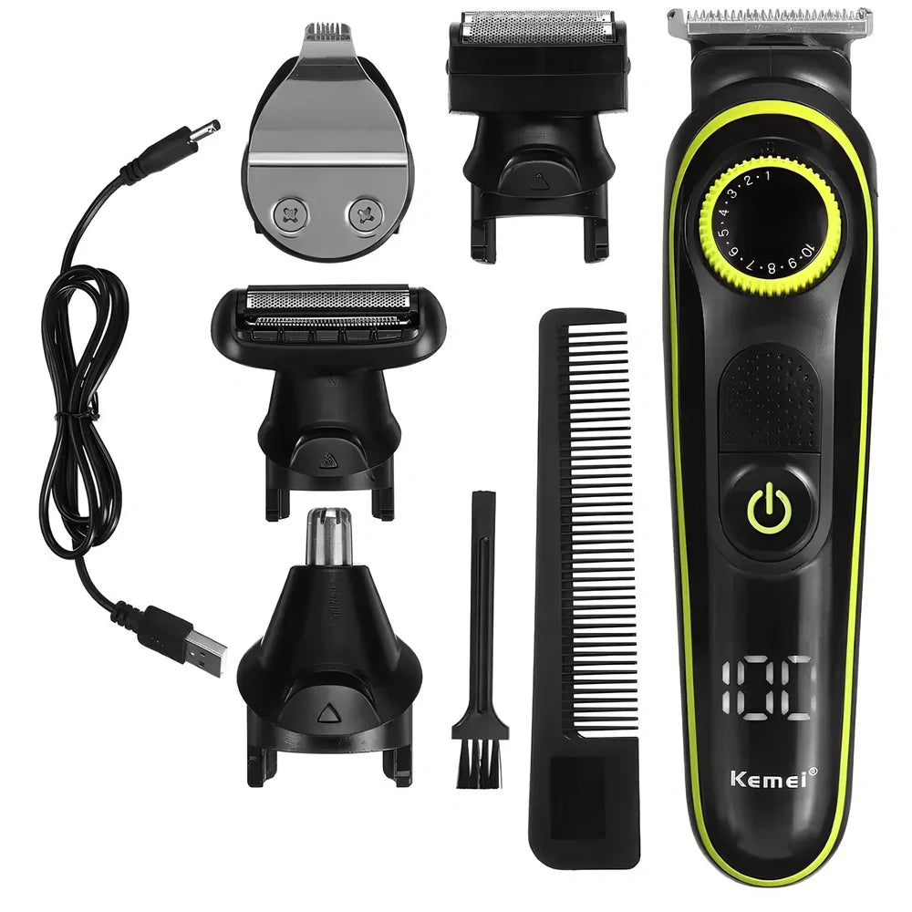 Kemei electric hair clipper with dual power supply and 5W motor for home grooming