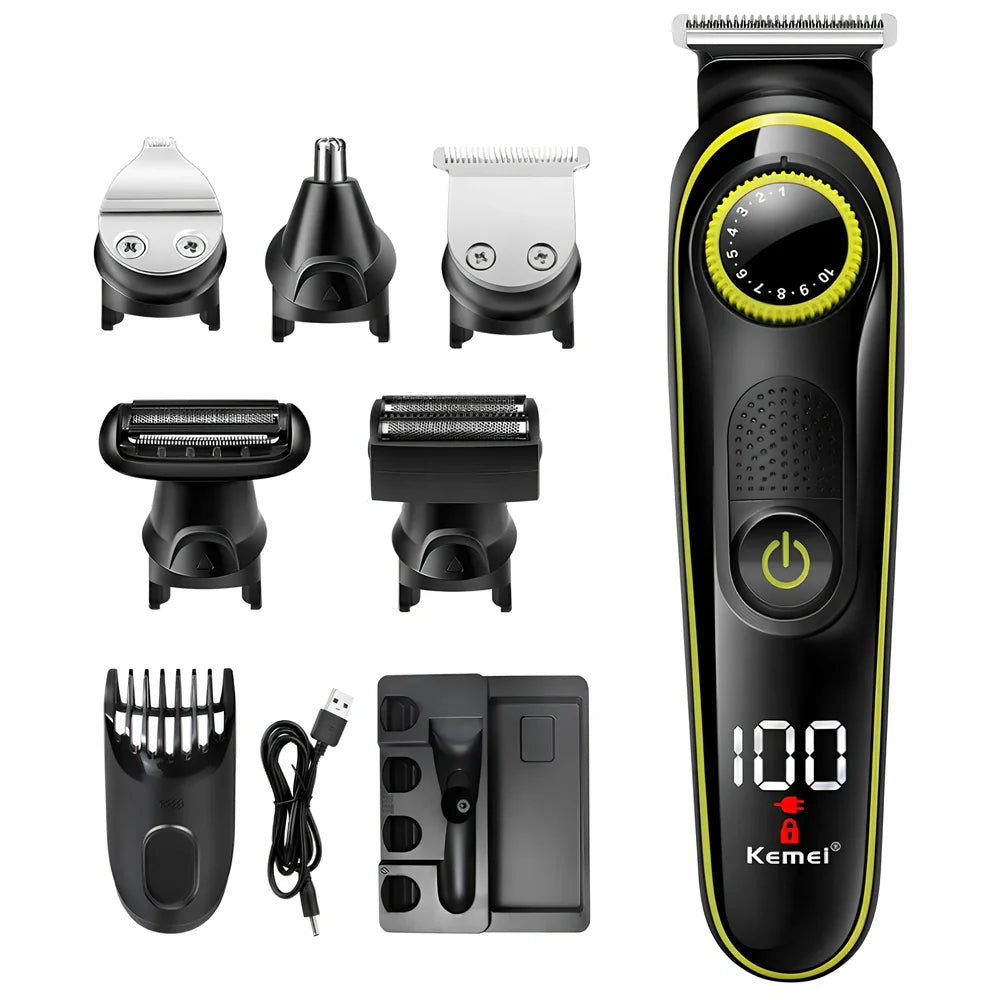Kemei electric hair clipper with dual power supply and 5W motor for home grooming